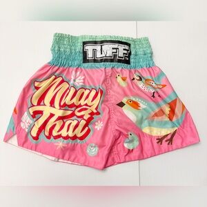 TUFF Muay Thai Shorts Boxing Trunks Traditional Style (TUF-MS633-PNK) Size M